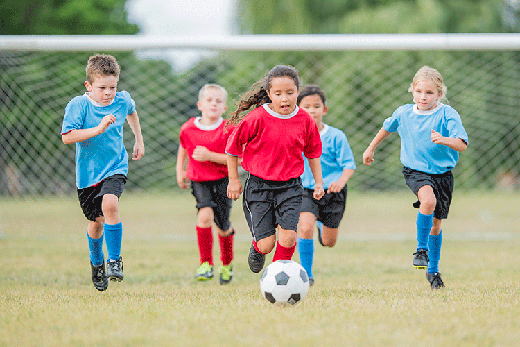 healthy kids playing sports